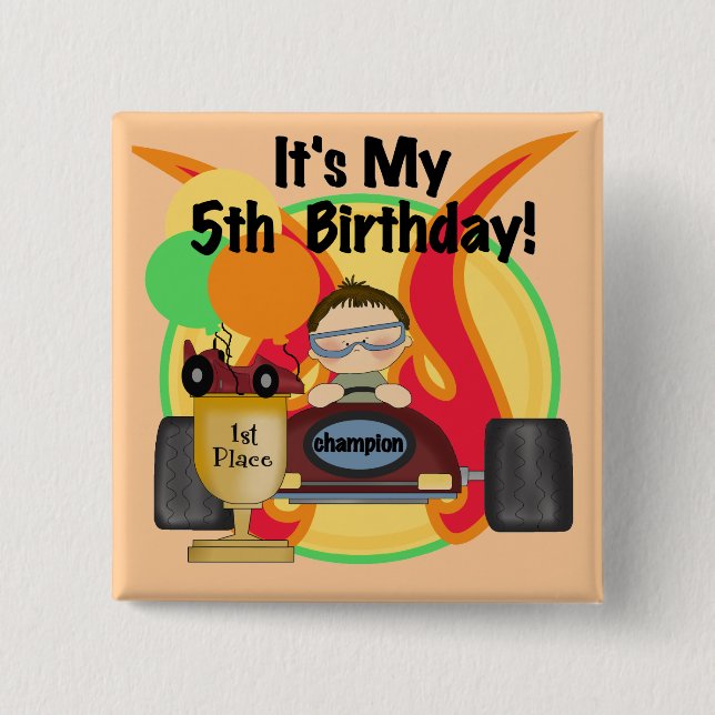 Race Car 5th Birthday T-shirts and Gifts 15 Cm Square Badge (Front)