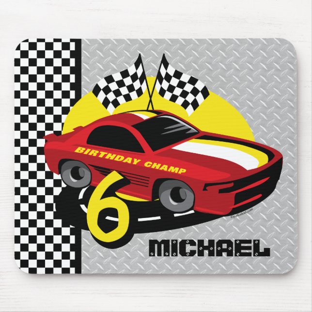 Race Car 6th Birthday Mousepad (Front)