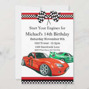 Race Car, Any Age, Birthday Invitation