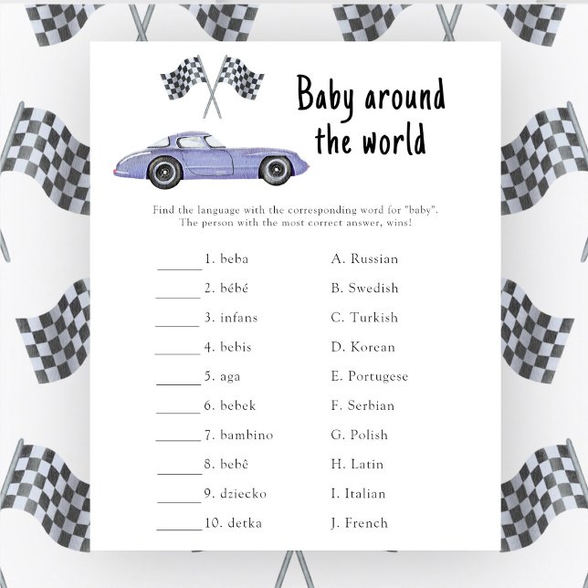 Race car - Baby around the world game (Creator Uploaded)