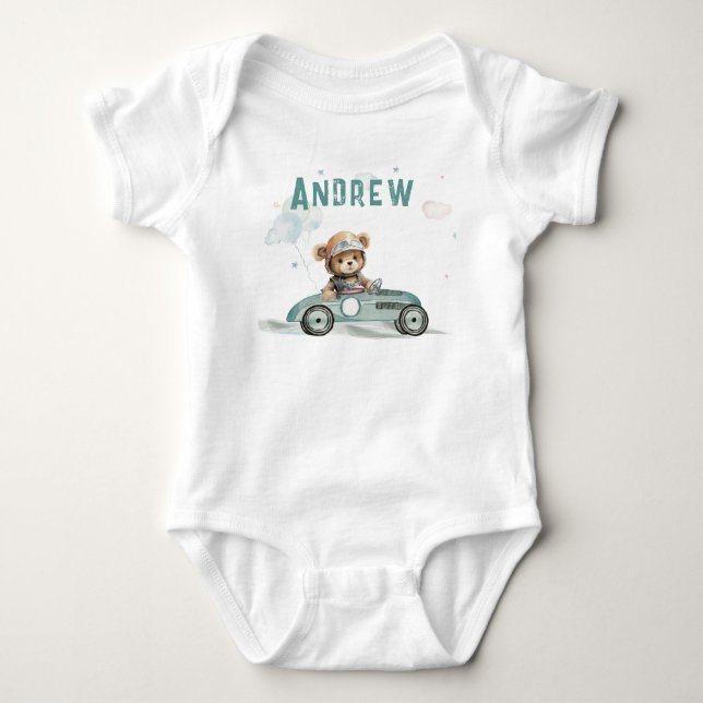 Race Car Baby Bear Bodysuit (Front)