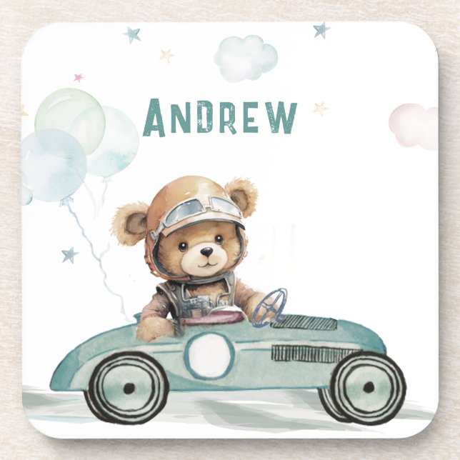 Race Car Baby Bear Coaster (Front)
