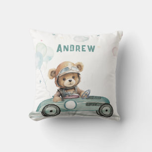 Race Car Baby Bear Cushion