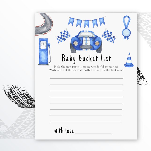 Race car baby shower Baby bucket list (Creator Uploaded)