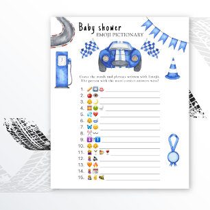 Race car baby shower - baby emoji pictionary game