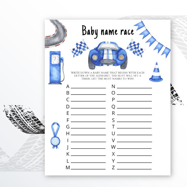 Race car baby shower - Baby name race game (Creator Uploaded)