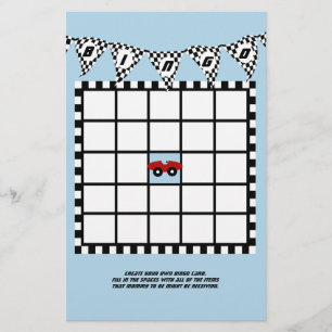 Race Car Baby Shower Bingo