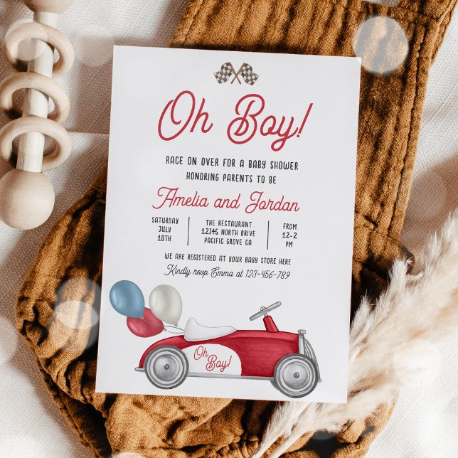 Race Car Baby Shower Boy Red Race Car Shower Invitation (Creator Uploaded)