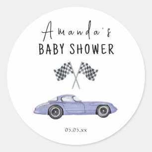 Race car Baby Shower Classic Round Sticker
