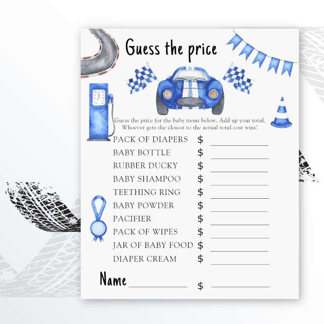 Race car baby shower Guess the price! Game (Creator Uploaded)