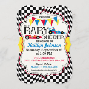 Race Car Baby Shower Invitation Card