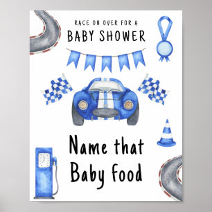 Race car baby shower Name that baby food Poster