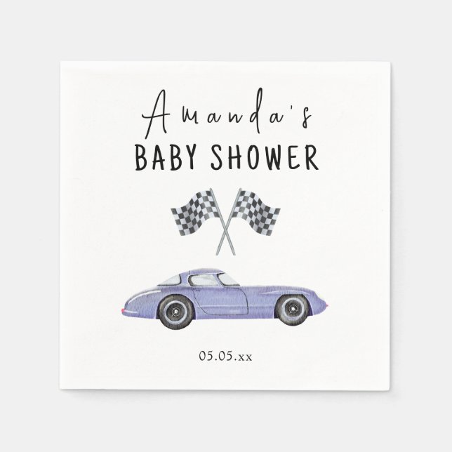 Race car Baby Shower Napkin (Front)