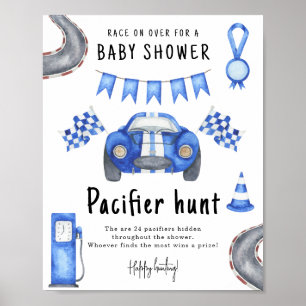 Race car baby shower Pacifier hunt game Poster