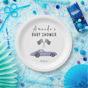 Race car Baby Shower Paper Plate