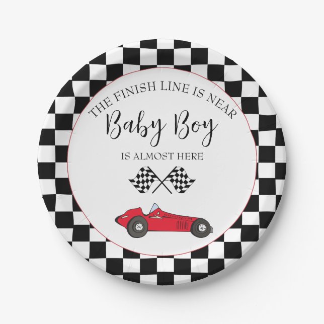 Race Car Baby Shower Paper Plate (Front)