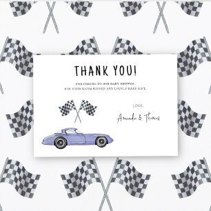 Race car Baby Shower - thank you Card