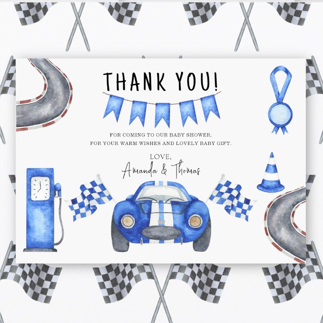 Race car Baby Shower - thank you Card (Creator Uploaded)