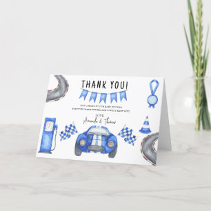 Race car Baby Shower - thank you Card