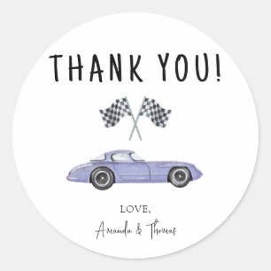Race car Baby Shower - thank you Classic Round Sticker
