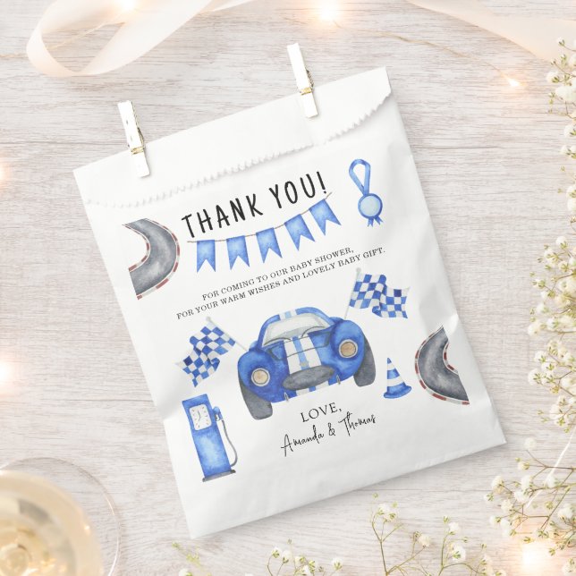 Race car Baby Shower - thank you Favour Bags (Clipped)