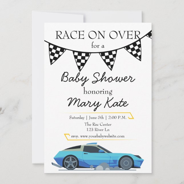 Race Car Baby Shower Theme Invitation (Front)