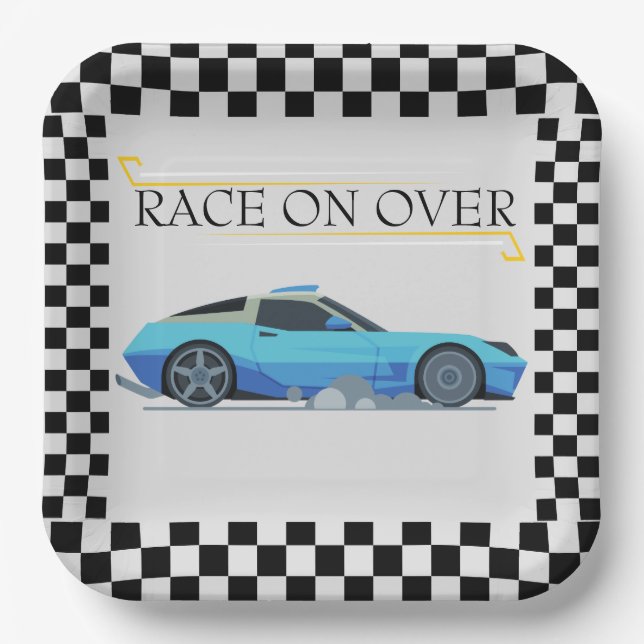 Race Car Baby Shower Theme Paper Plate (Front)