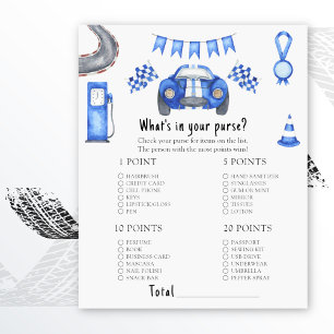 Race car baby shower Whats in your purse game