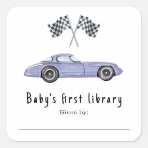 Race car - Baby's first library Square Sticker