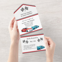 Race Car Birthday, 10th Birthday Invitation