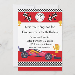 Race Car Birthday, 7th Birthday Invitation