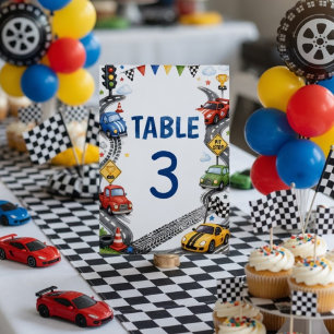 Race Car Birthday Car Party  Table Number