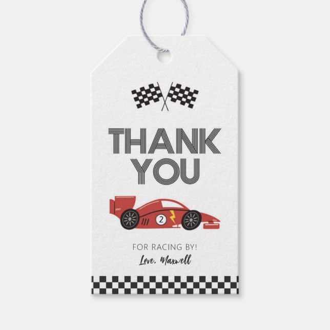 Race Car Birthday Favour Tags (Front)
