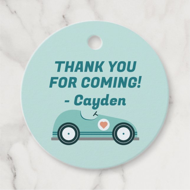 Race Car Birthday Favour Tags (Front)
