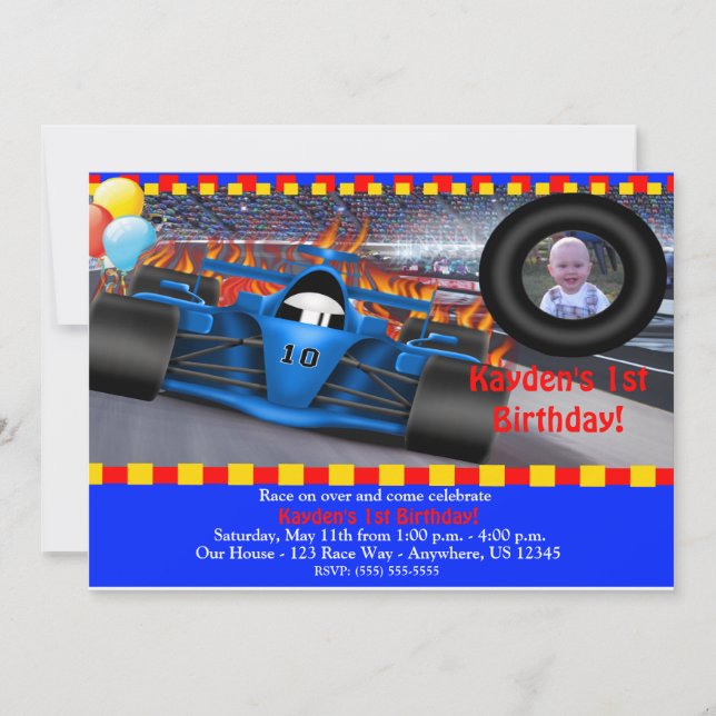 Race Car Birthday Invitation (Front)