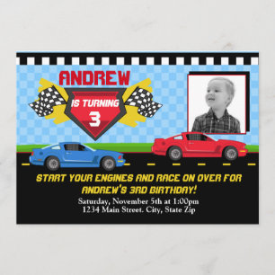Race Car Birthday Invitation 5x7 Card