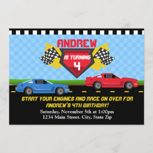 Race Car Birthday Invitation 5x7 Card Invitations