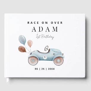 Race Car Birthday Invitation, Fast One Birthday  Guest Book