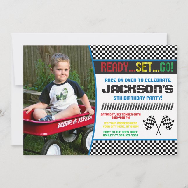 Race Car Birthday Invitation | Racing Invitation (Front)