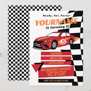 Race Car Birthday Invitation (Red)