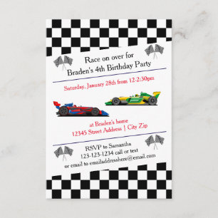 Race Car Birthday Party - 3x5 Invitation