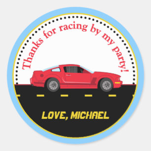 Race Car Birthday Party Favour Stickers