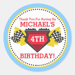 Race Car Birthday Party Favour Stickers