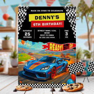 Race Car Birthday Party Fun  Invitation