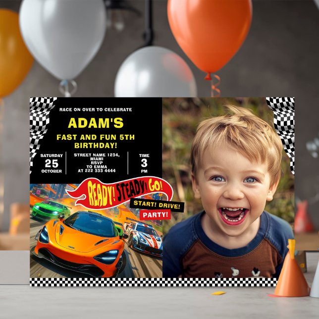 Race Car Birthday Party Fun Invitation (Creator Uploaded)