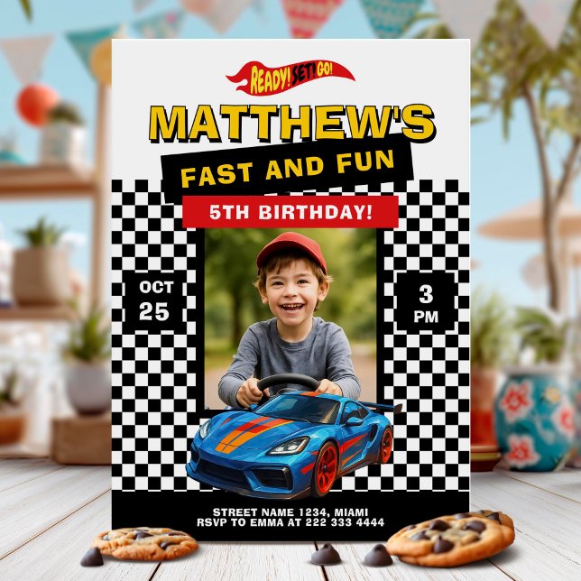 Race Car Birthday Party Fun Invitation (Creator Uploaded)