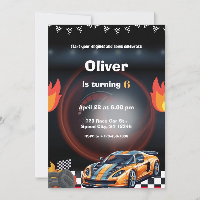 Race Car Birthday Party Invitation (Front)