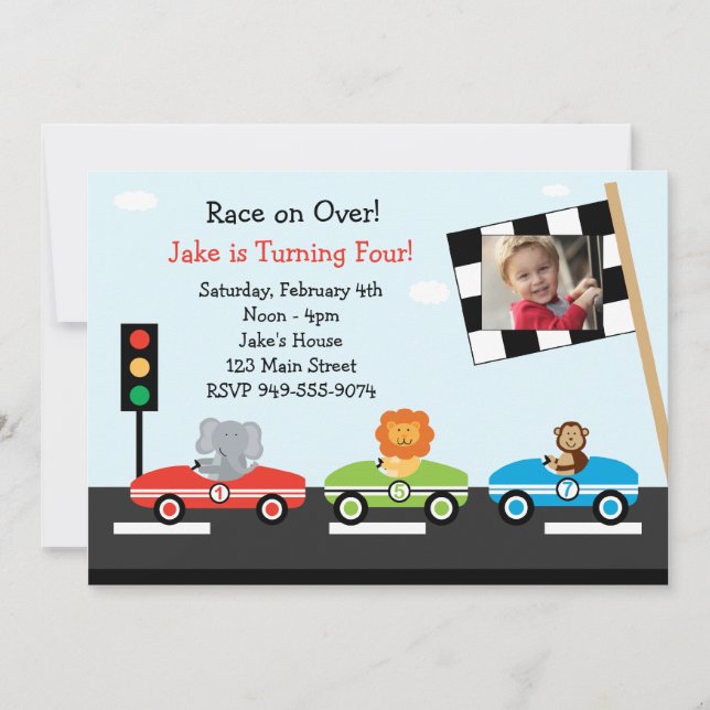 Race Car Birthday Party Invitation (Front)