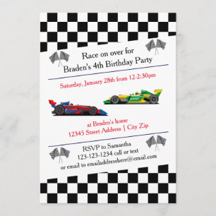 Race Car Birthday Party - Invitation