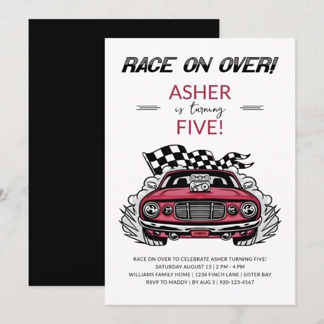 Race Car Birthday Party Invitation (Front/Back)